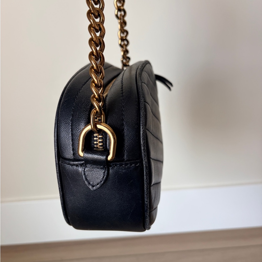 Tory Burch Chevron Kira Small Camera Bag Black Crossbody - Picture 5 of 8